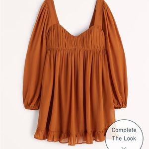 Abercrombie Long-Sleeve Ruched Babydoll Mini Dress